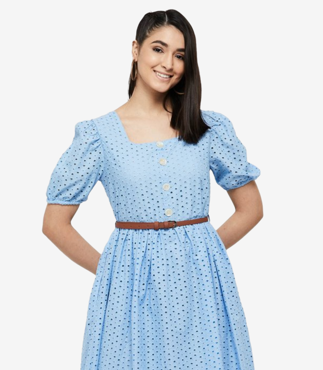 Warm Fit-and-Flare Winter Dress with Fleece Lining